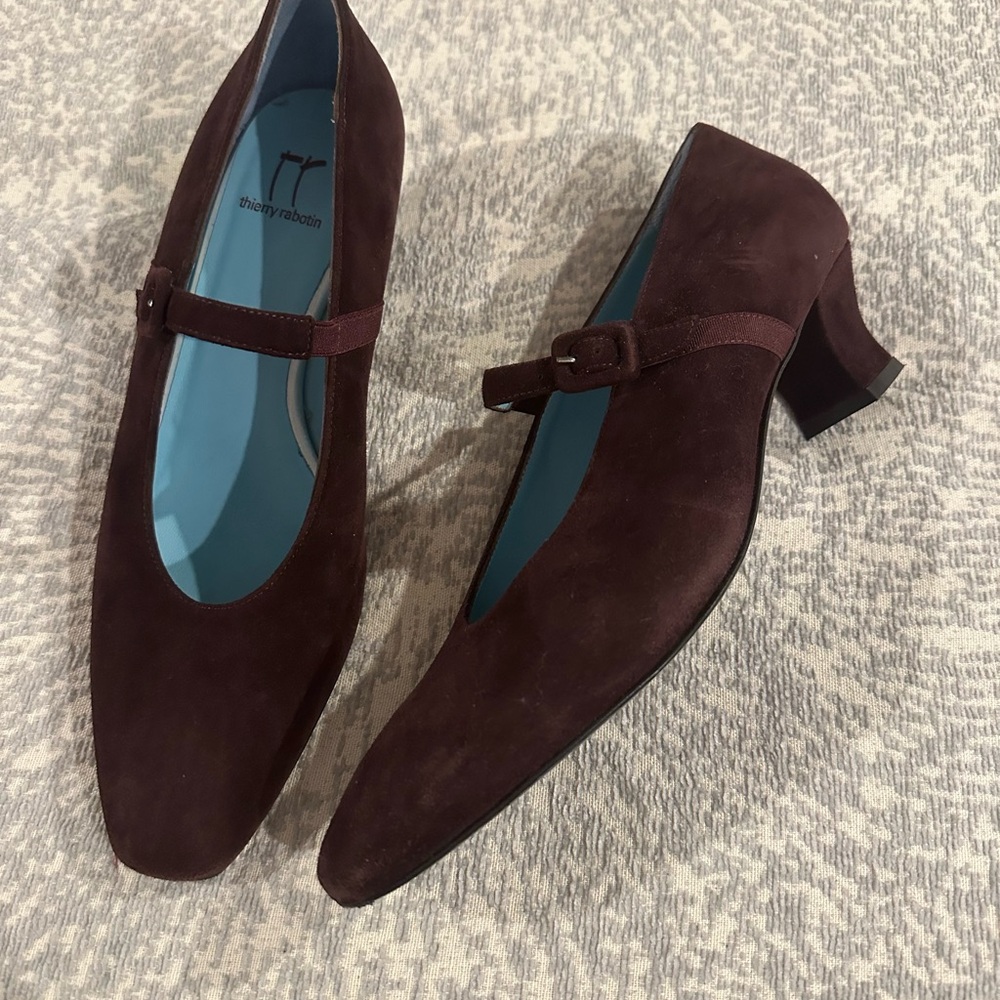 Theirry rabotin brown suede Mary Jane with square heel